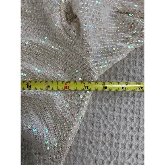 FREE PEOPLE SEQUIN Champagne Dream Top Blouse Sheer Sparkle Holiday Large - Picture 5 of 5